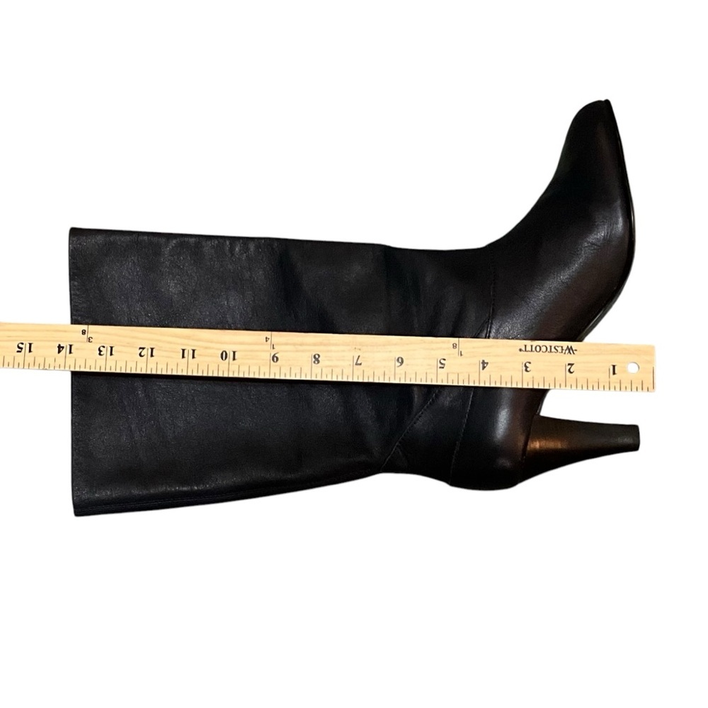 🎉HP RARE Navy Kelsi Dagger Navy Blue Polianna Mid Calf Heeled Boots - Picture 7 of 12